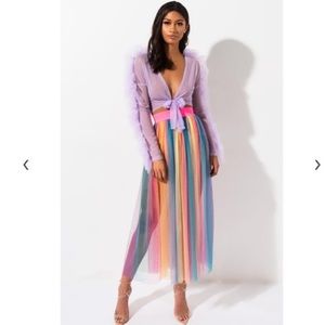 AKIRA Label Sunny Daze Rainbow Maxi Skirt